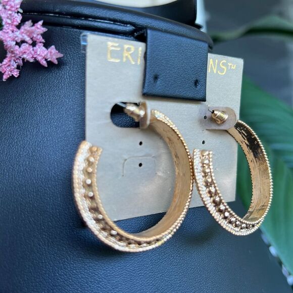 Gold/Crystal C Hoop Erica Lyons Fashion Earrings - Picture 7 of 9